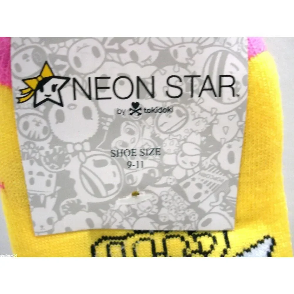 Neon Star Tokidoki Girls Ankle Socks 4 Pack Size 9-11 Youth Owl Colorful New